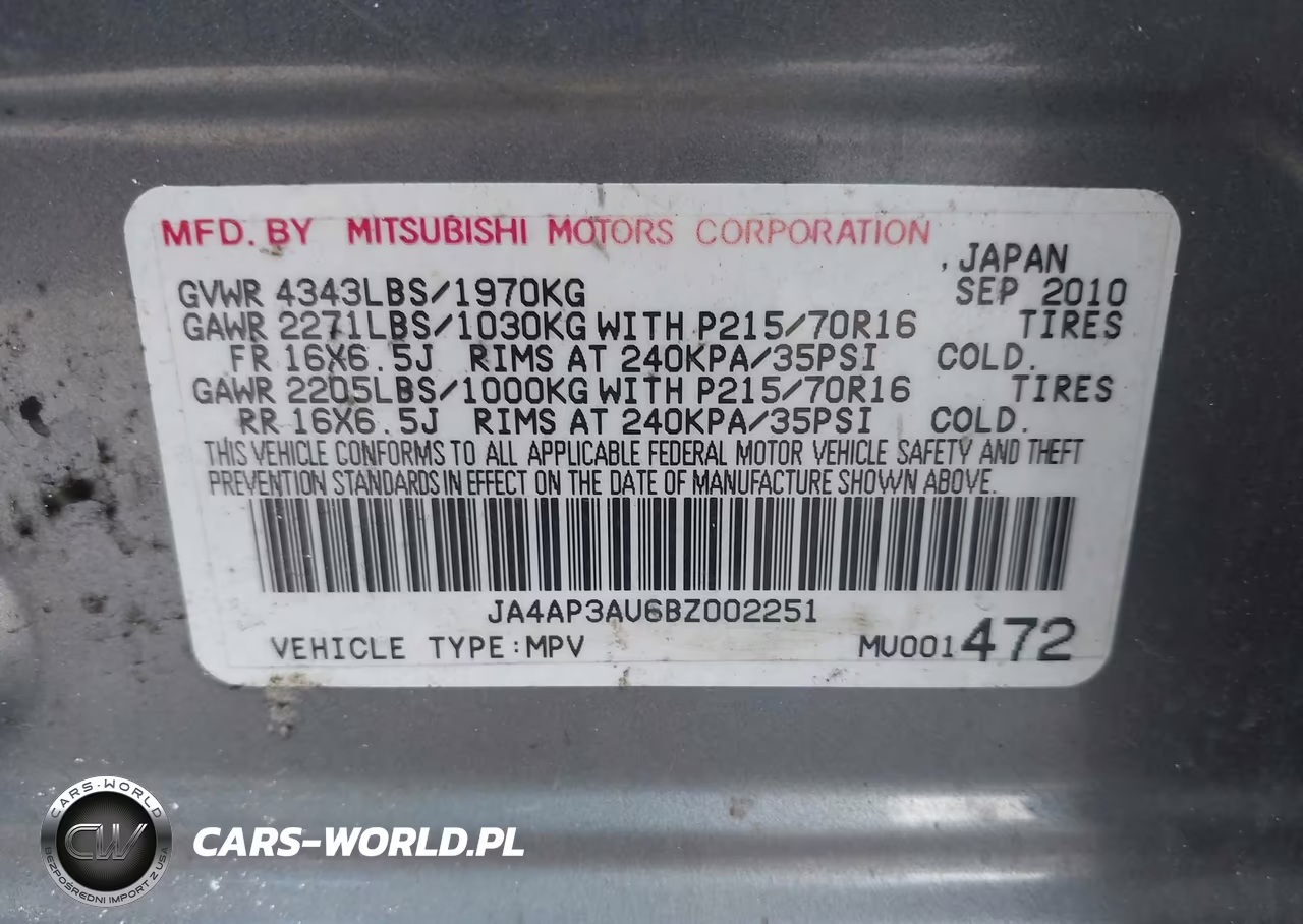 2011 Mitsubishi Outlander Sport Es VIN:JA4AP3AU6BZ002251 - 9