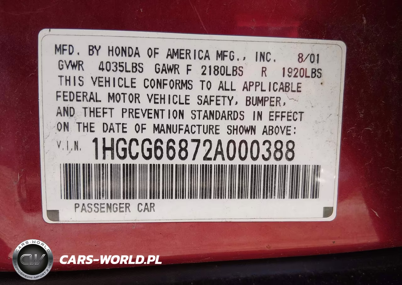 2002 Honda Accord 2.3 Ex-2.3 Se VIN:1HGCG66872A000388 - 9