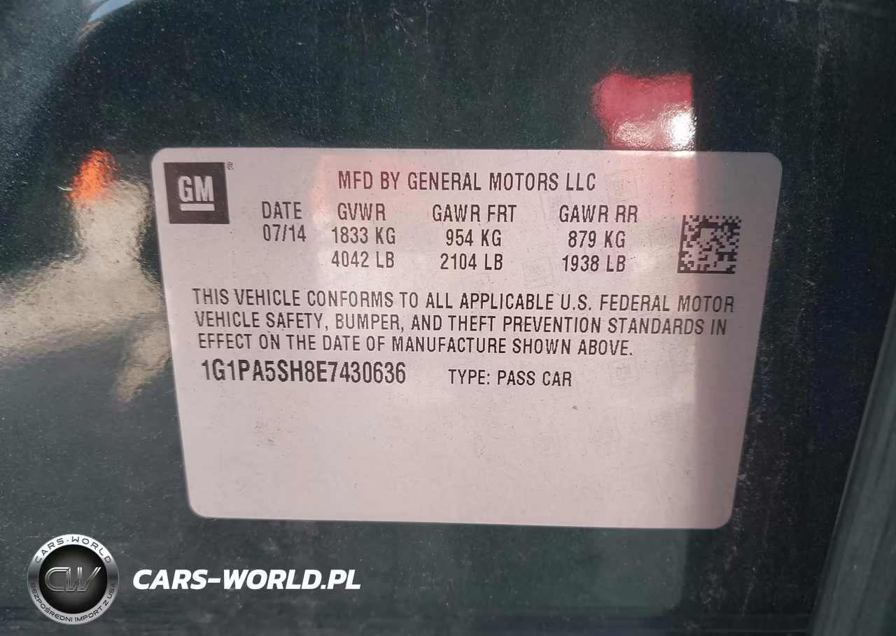 2014 Chevrolet Cruze Ls Auto VIN:1G1PA5SH8E7430636 - 9