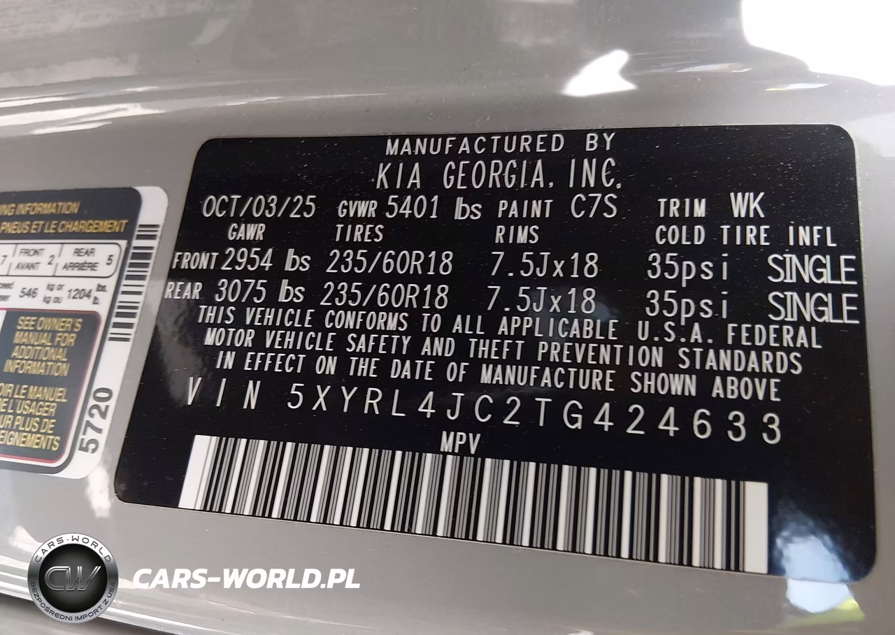 2026 Kia Sorento S VIN:5XYRL4JC2TG424633 - 9