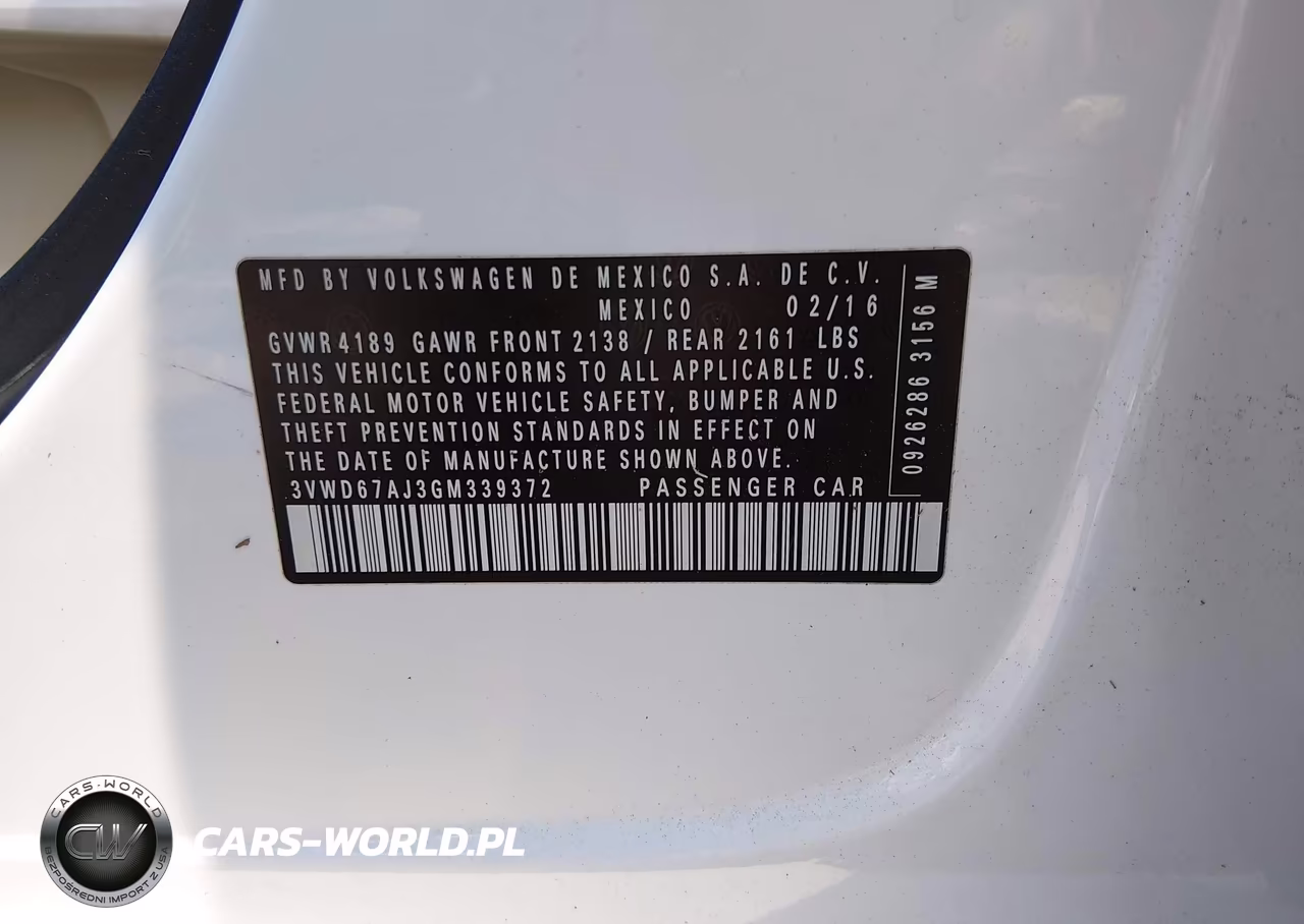 2016 Volkswagen Jetta 1.4T Se VIN:3VWD67AJ3GM339372 - 9