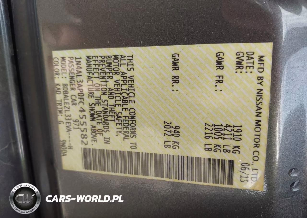 2015 Nissan Altima 2.5 S VIN:1N4AL3AP0FC455582 - 9