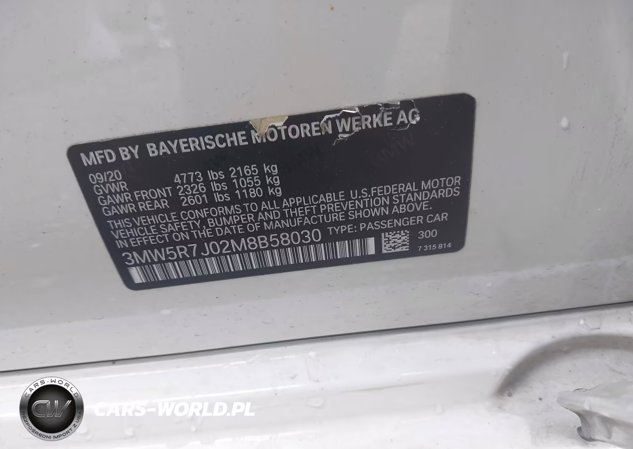 2021 BMW 330I xDrive VIN:3MW5R7J02M8B58030 - 9
