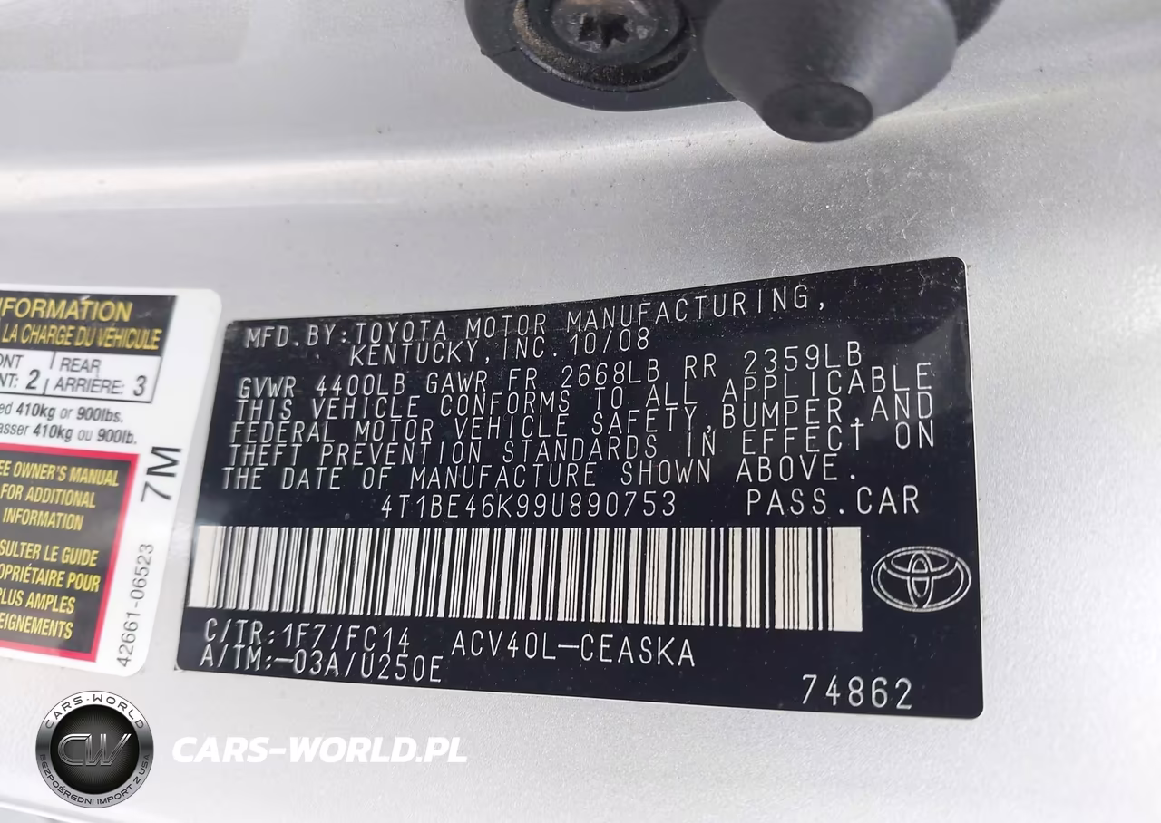 2009 Toyota Camry Se VIN:4T1BE46K99U890753 - 9