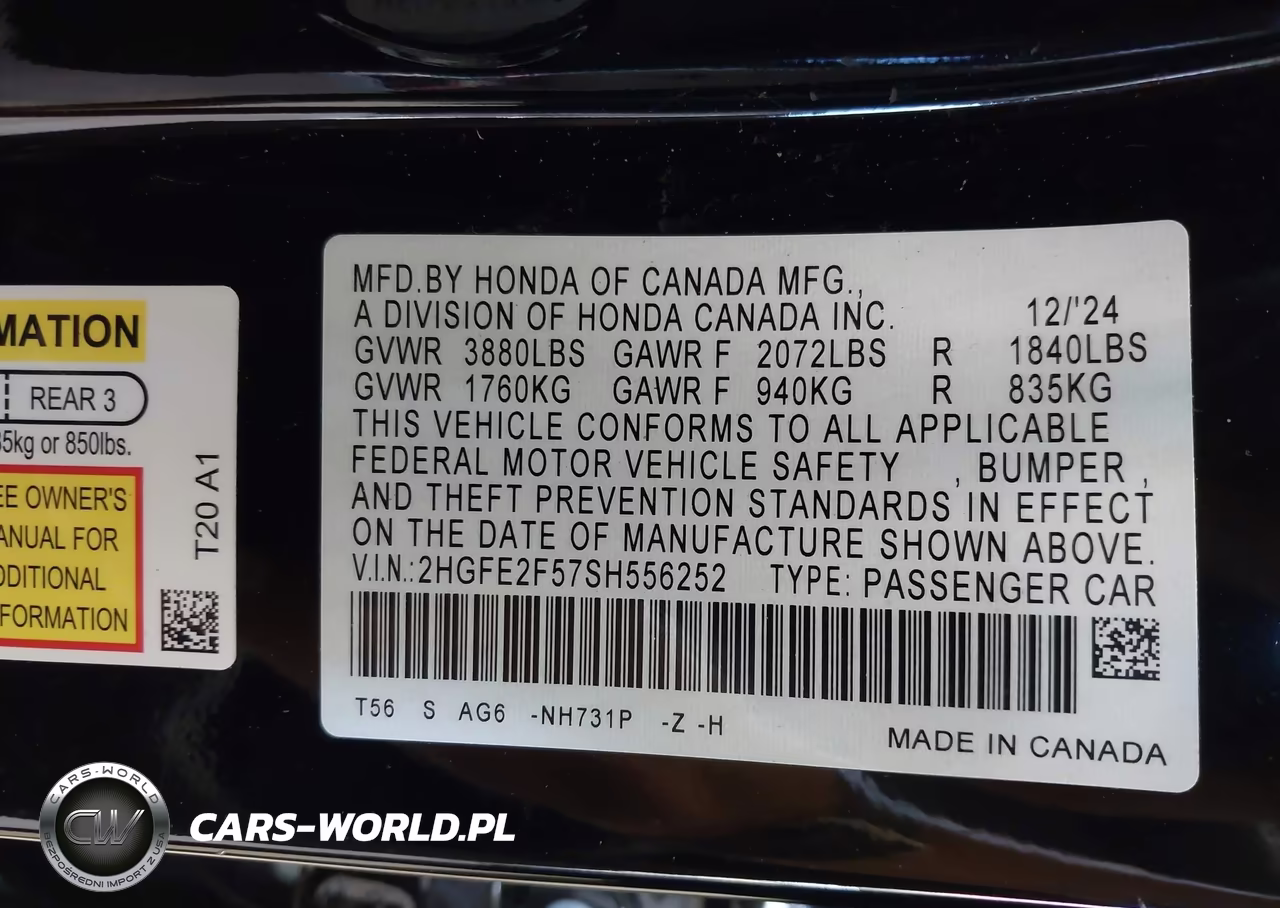 2025 Honda Civic Sport VIN:2HGFE2F57SH556252 - 9