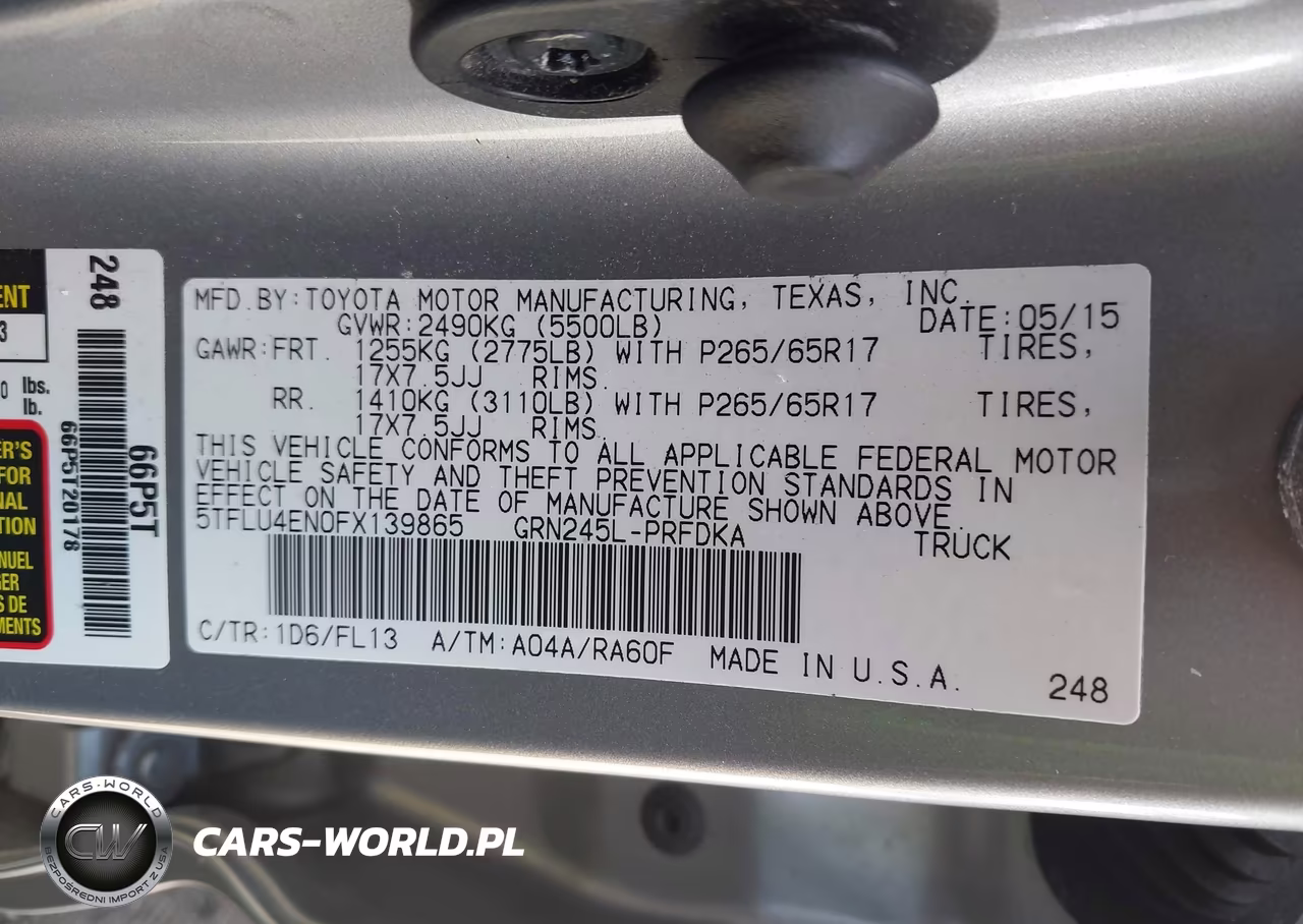 2015 Toyota Tacoma Base V6 VIN:5TFLU4EN0FX139865 - 9