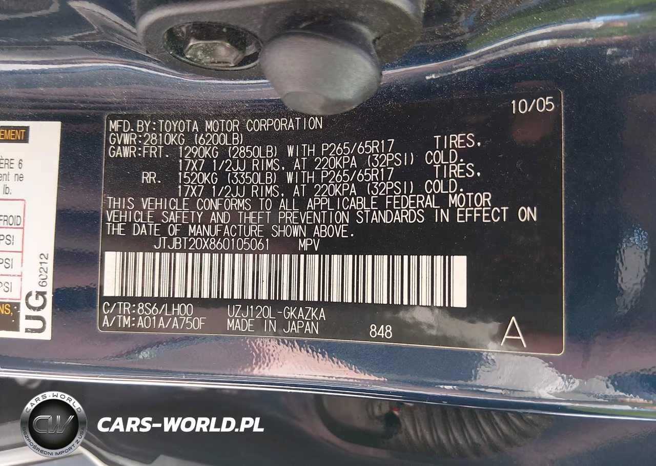 2006 Lexus Gx 470 VIN:JTJBT20X860105061 - 9