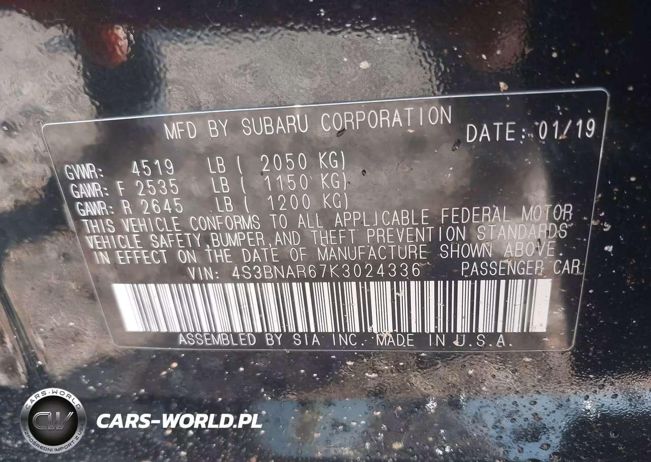 2019 Subaru Legacy 2.5I Sport VIN:4S3BNAR67K3024336 - 9