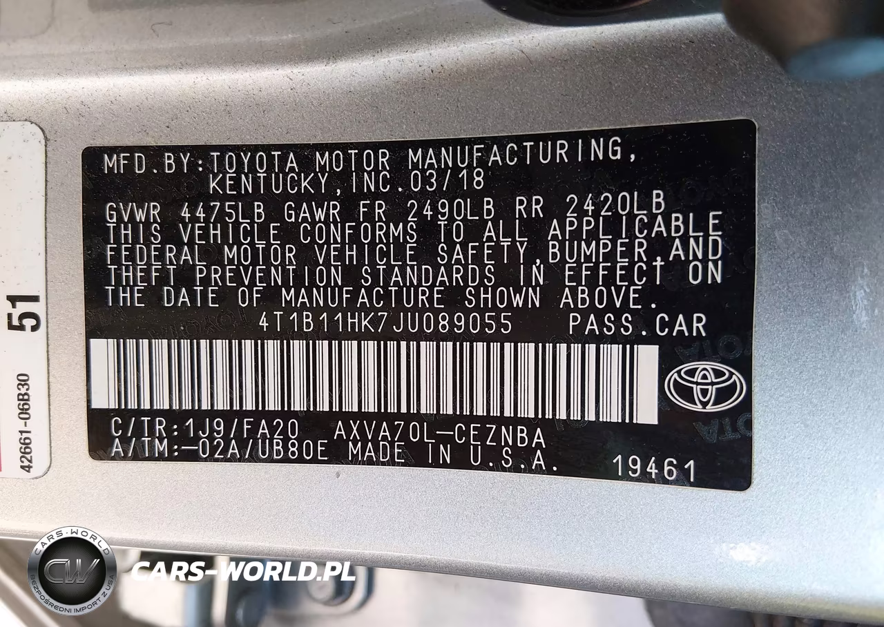 2018 Toyota Camry Le VIN:4T1B11HK7JU089055 - 9