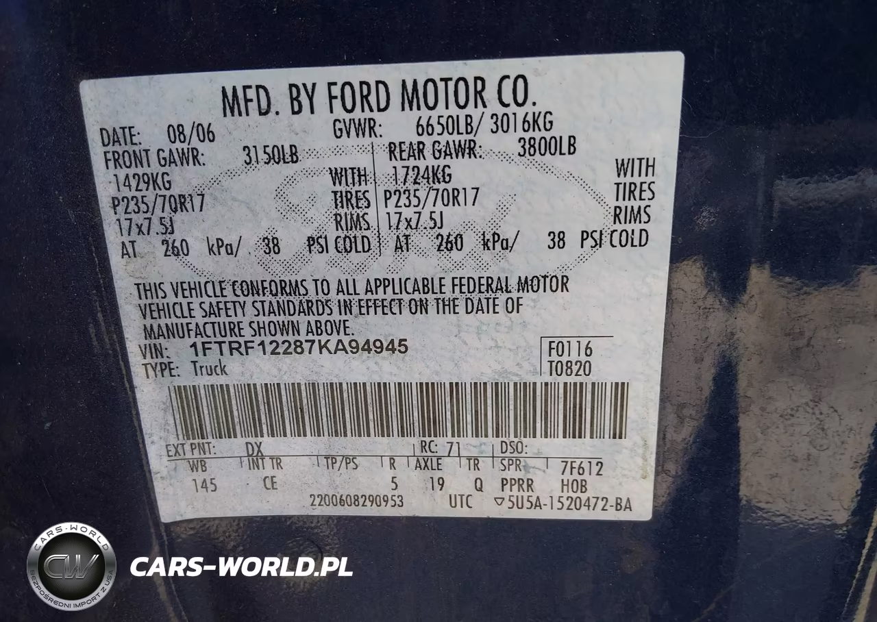 2007 Ford F-150 Stx-Xl-Xlt VIN:1FTRF12287KA94945 - 9