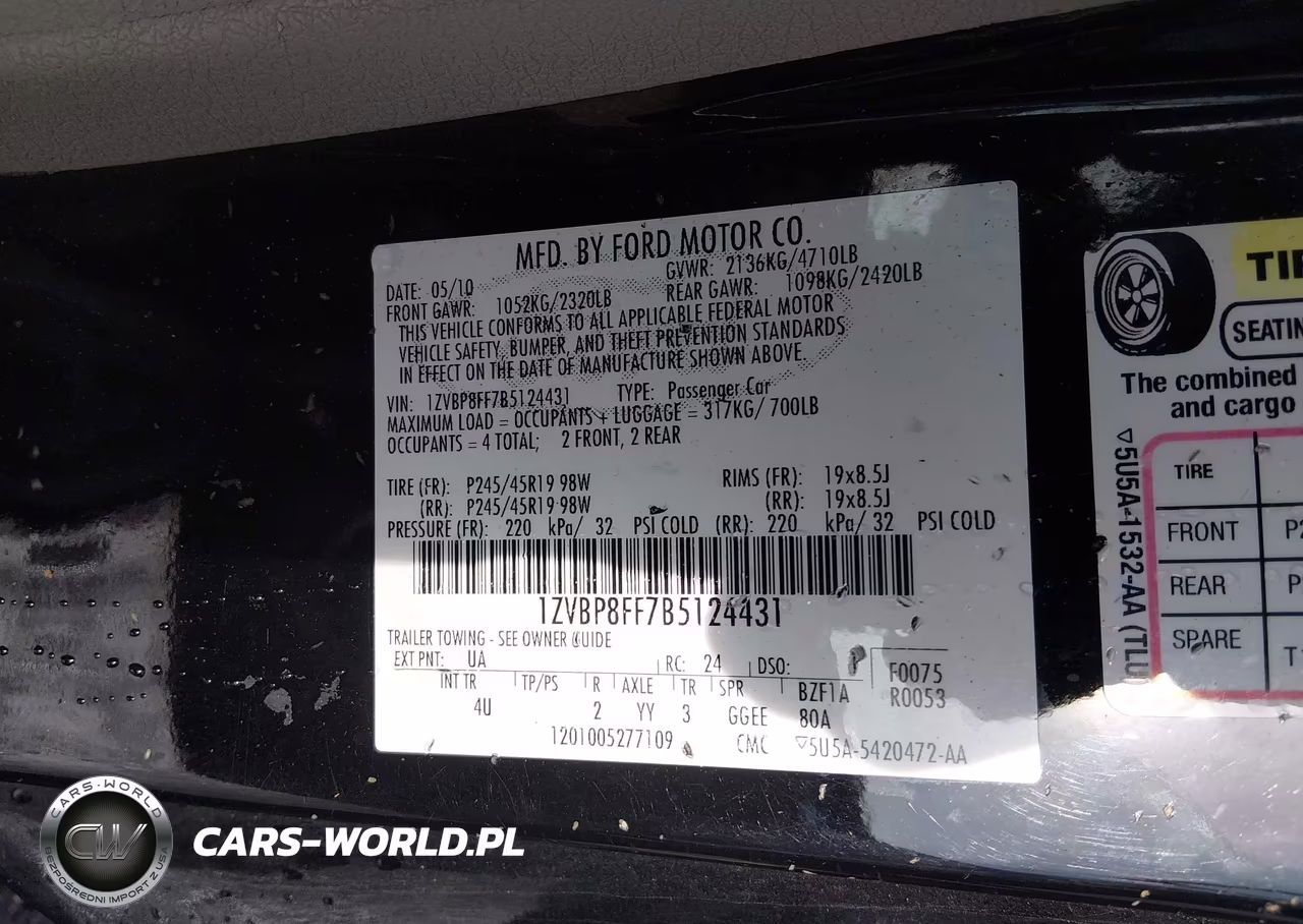 2011 Ford Mustang Gt Premium VIN:1ZVBP8FF7B5124431 - 9