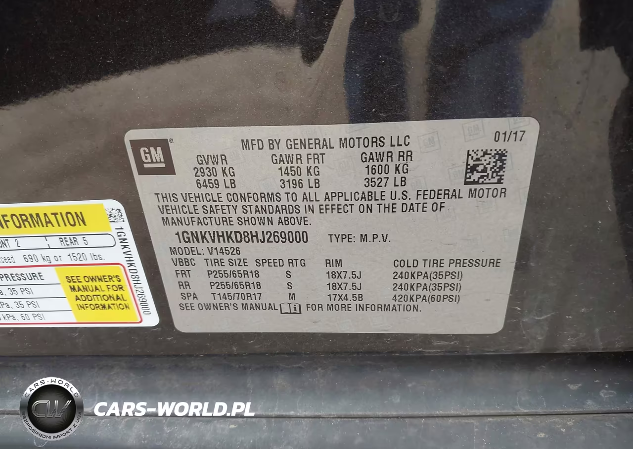 2017 Chevrolet Traverse Lt VIN:1GNKVHKD8HJ269000 - 9