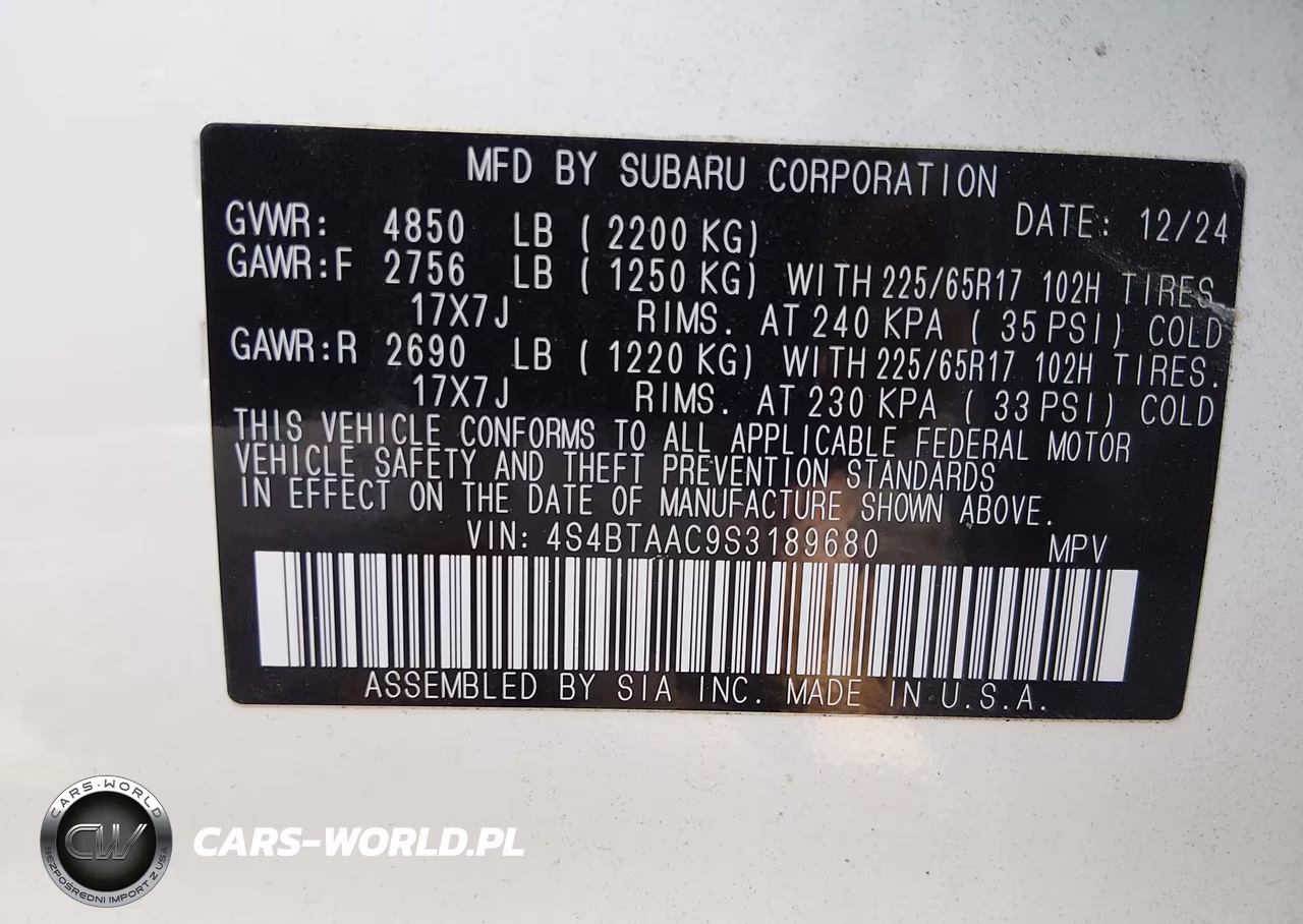 2025 Subaru Outback VIN:4S4BTAAC9S3189680 - 9