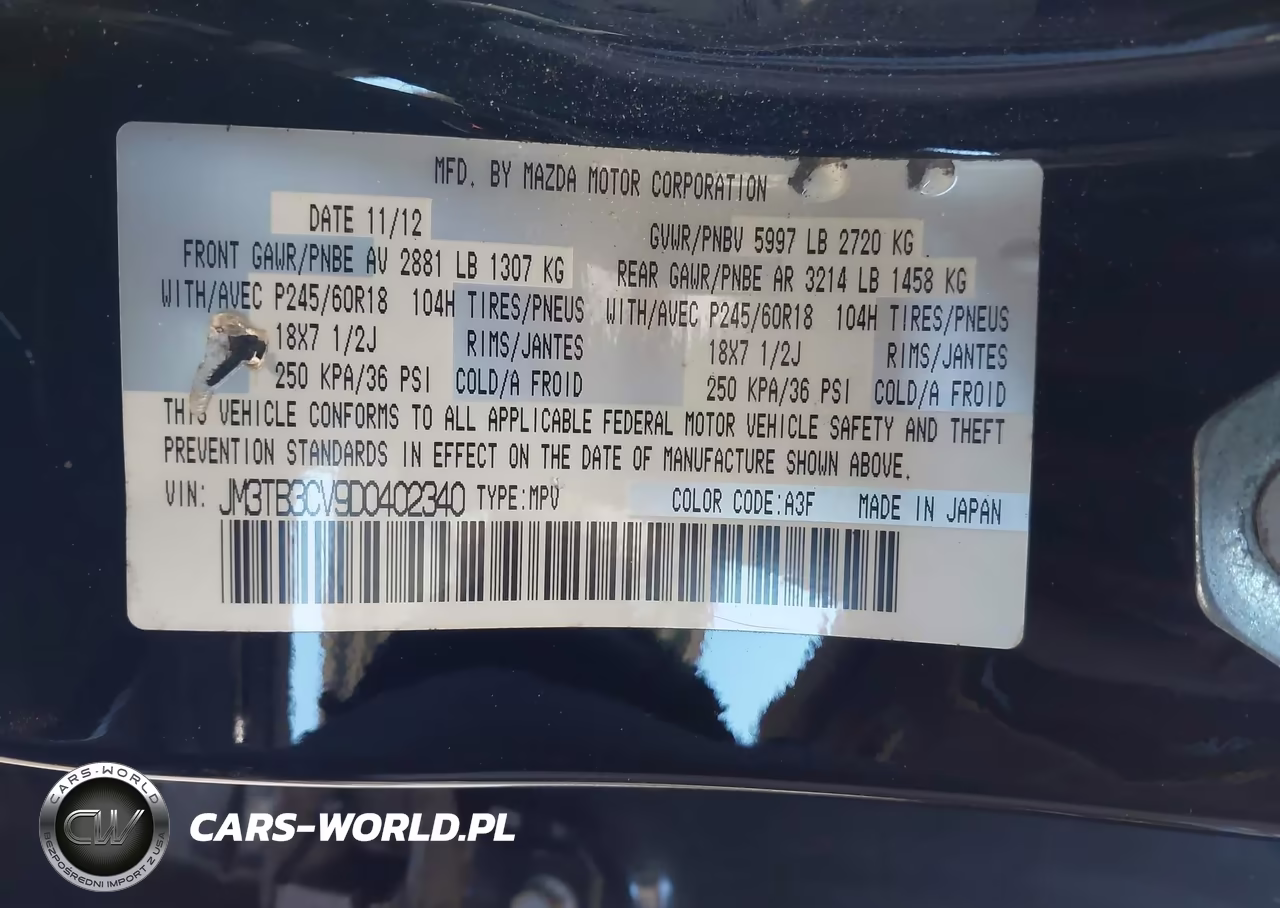 2013 Mazda Cx-9 Touring VIN:JM3TB3CV9D0402340 - 9