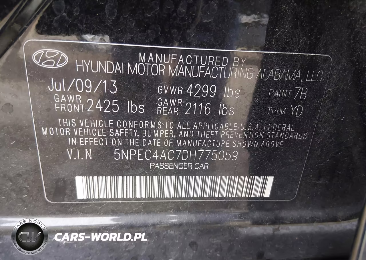 2013 Hyundai Sonata Limited VIN:5NPEC4AC7DH775059 - 9