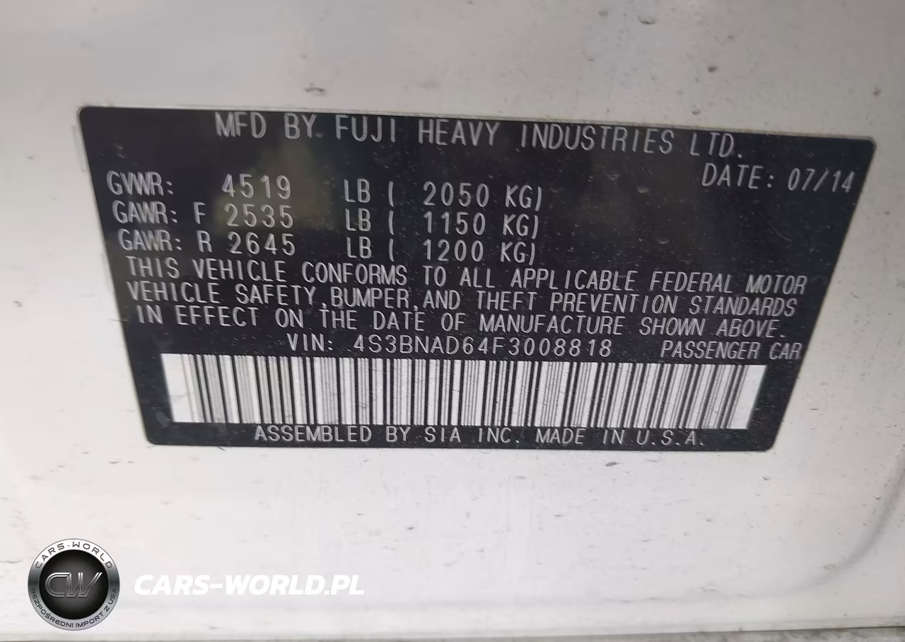 2015 Subaru Legacy 2.5I Premium VIN:4S3BNAD64F3008818 - 9