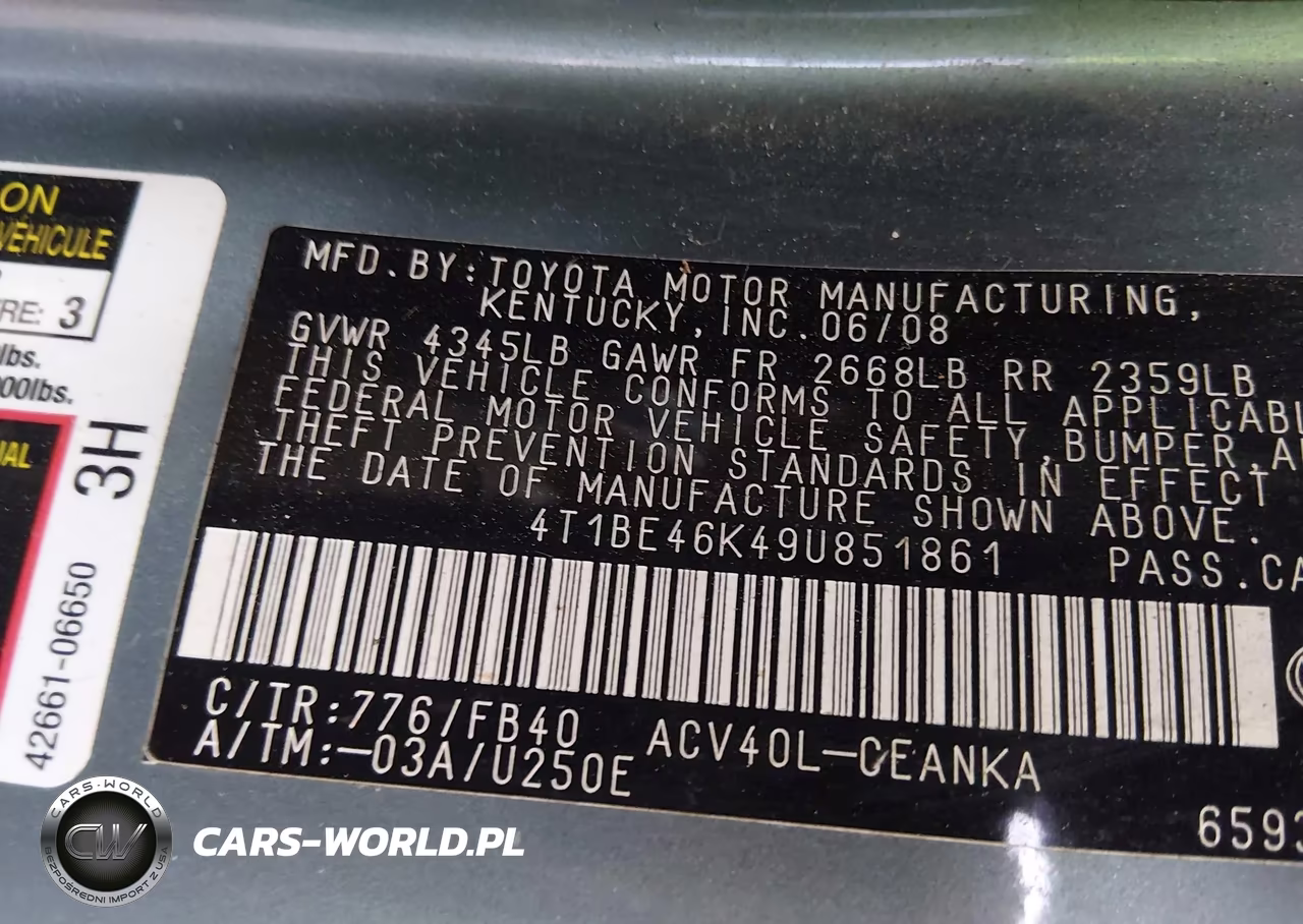 2009 Toyota Camry Le VIN:4T1BE46K49U851861 - 9