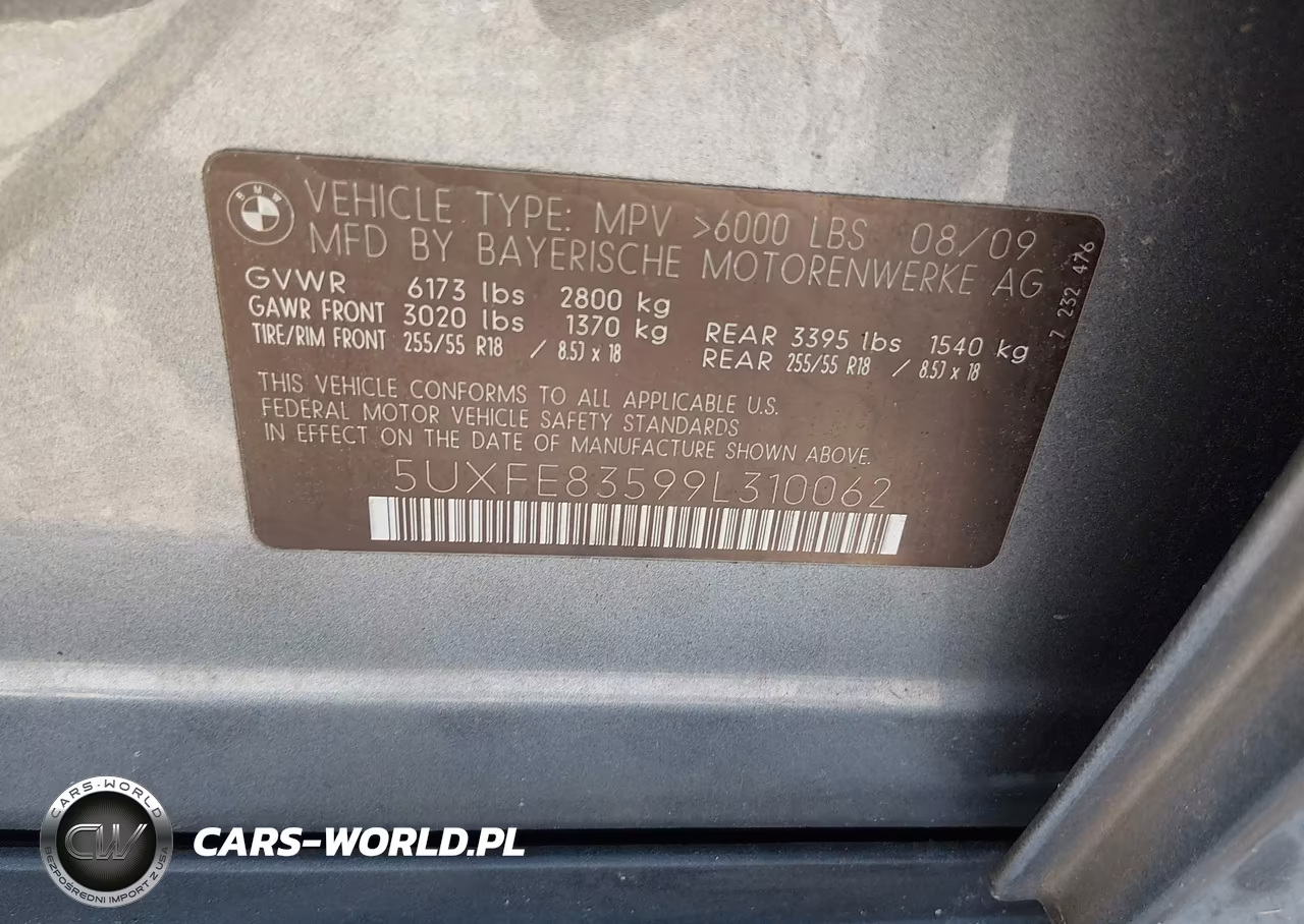 2009 BMW X5 xDrive48I VIN:5UXFE83599L310062 - 9