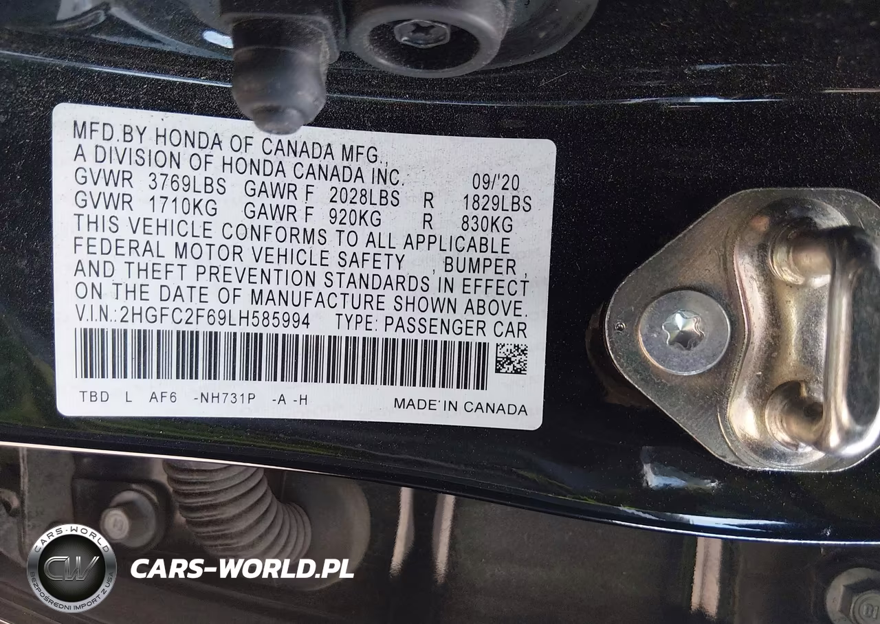 2020 Honda Civic Lx VIN:2HGFC2F69LH585994 - 9