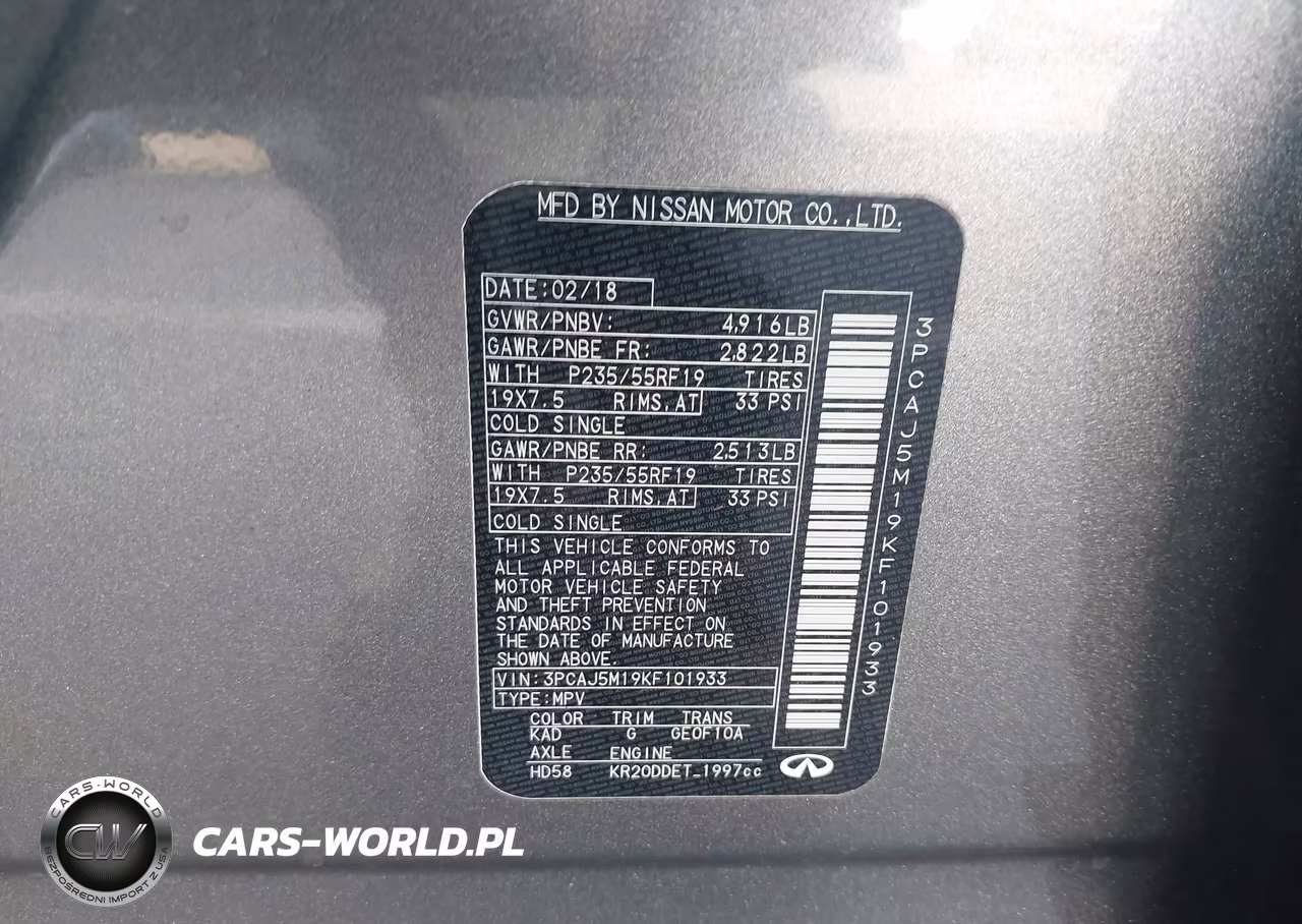 2019 Infiniti Qx50 Essential VIN:3PCAJ5M19KF101933 - 9