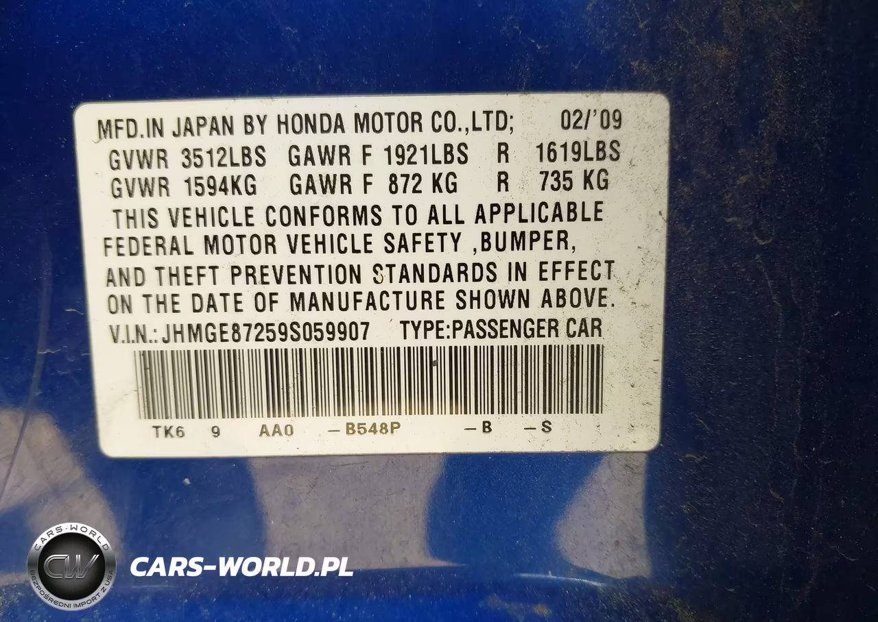 2009 Honda Fit VIN:JHMGE87259S059907 - 9