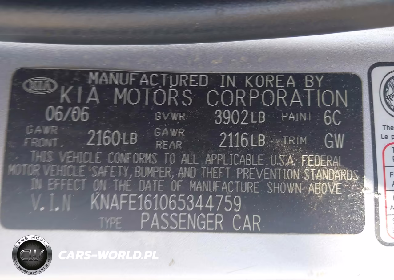 2006 Kia Spectra5 VIN:KNAFE161065344759 - 9