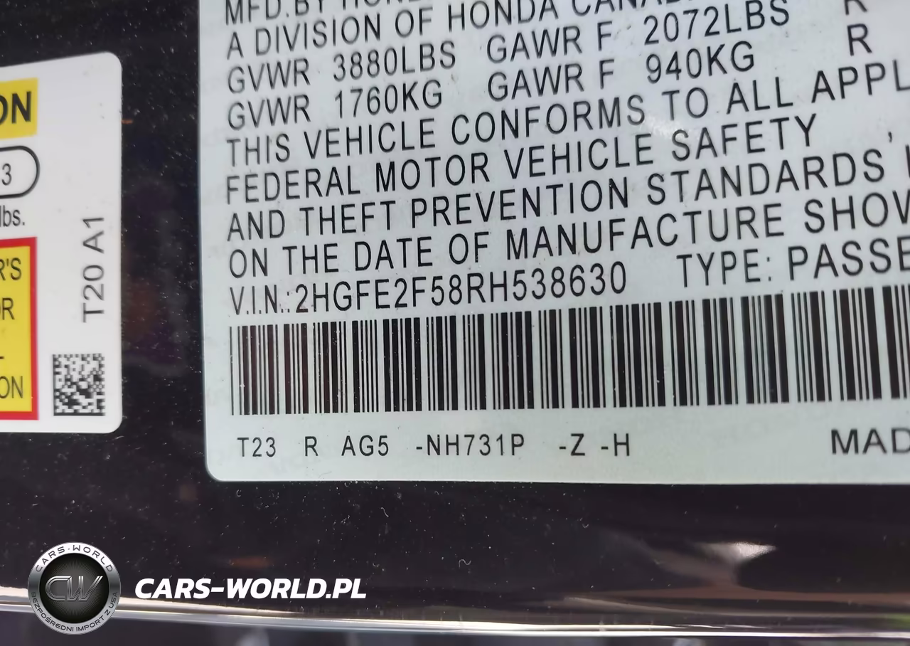 2024 Honda Civic Sport VIN:2HGFE2F58RH538630 - 9