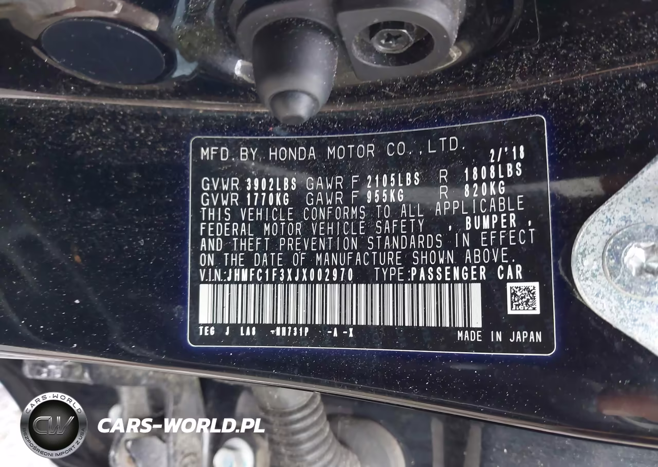 2018 Honda Civic Ex-T VIN:JHMFC1F3XJX002970 - 9