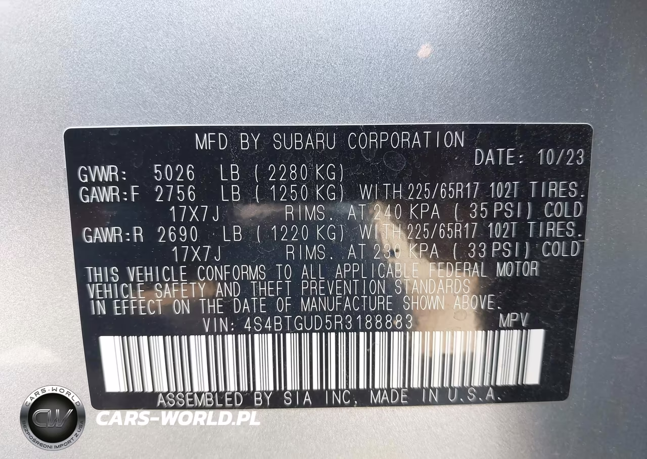 2024 Subaru Outback Wilderness VIN:4S4BTGUD5R3188883 - 9
