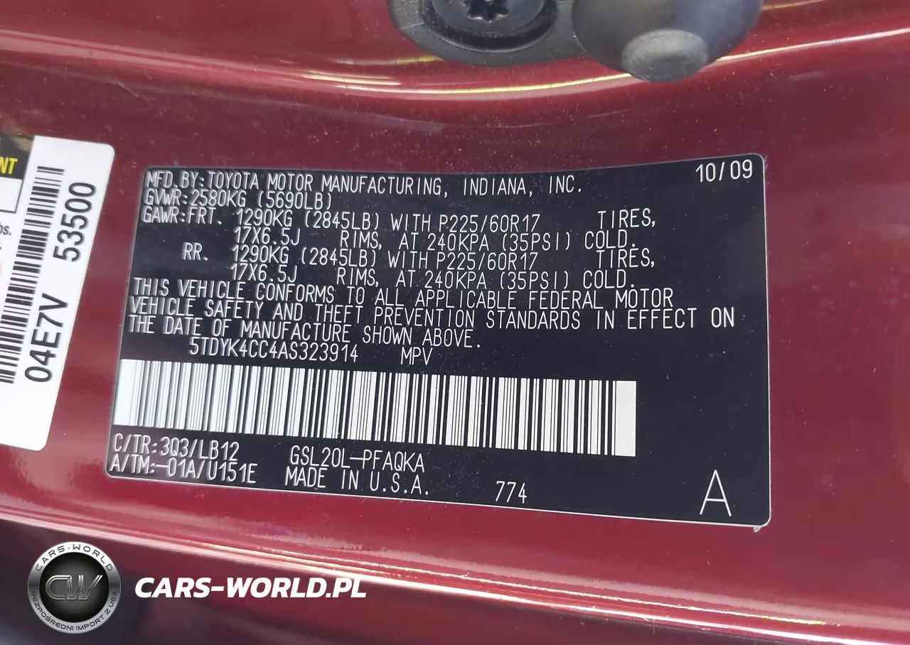 2010 Toyota Sienna Xle VIN:5TDYK4CC4AS323914 - 9