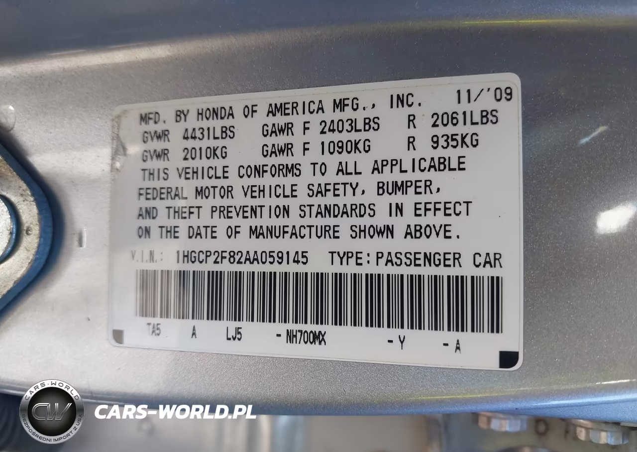 2010 Honda Accord 2.4 Ex-L VIN:1HGCP2F82AA059145 - 9
