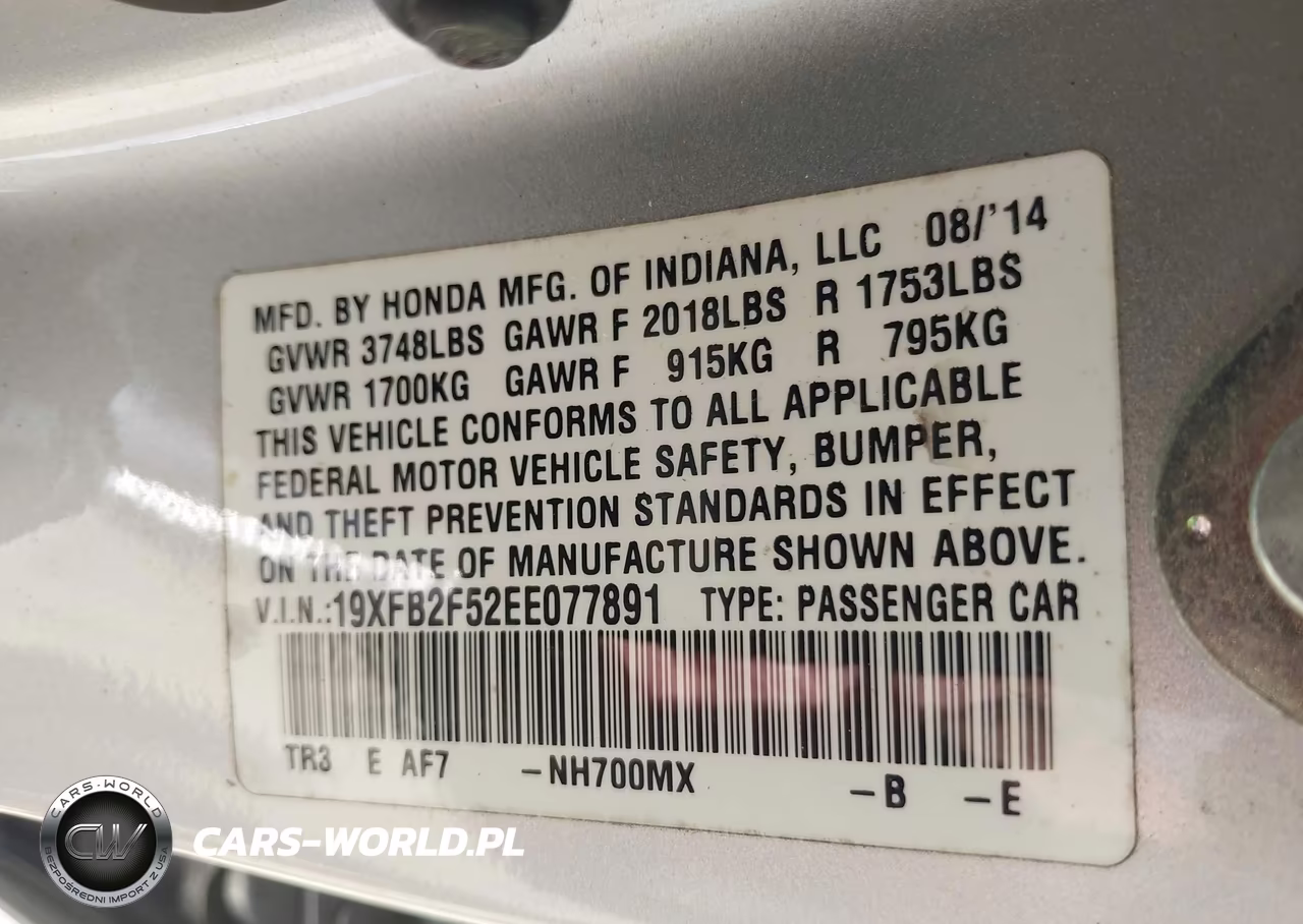 2014 Honda Civic Lx VIN:19XFB2F52EE077891 - 9