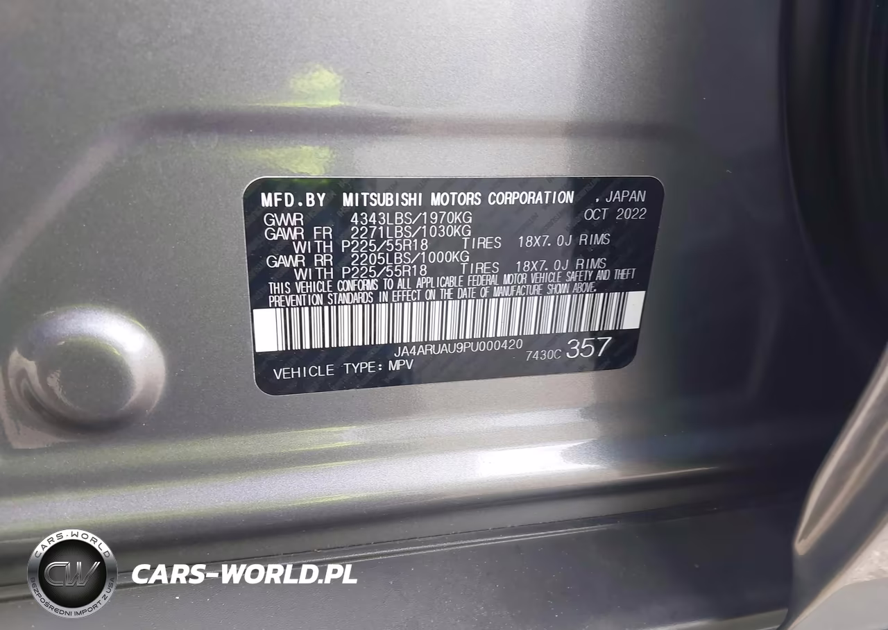 2023 Mitsubishi Outlander Sport 2.0 Es Awc-2.0 Le Awc-2.0 Ralliart Awc-2.0 S Awc-2.0 Se Awc VIN:JA4ARUAU9PU000420 - 9