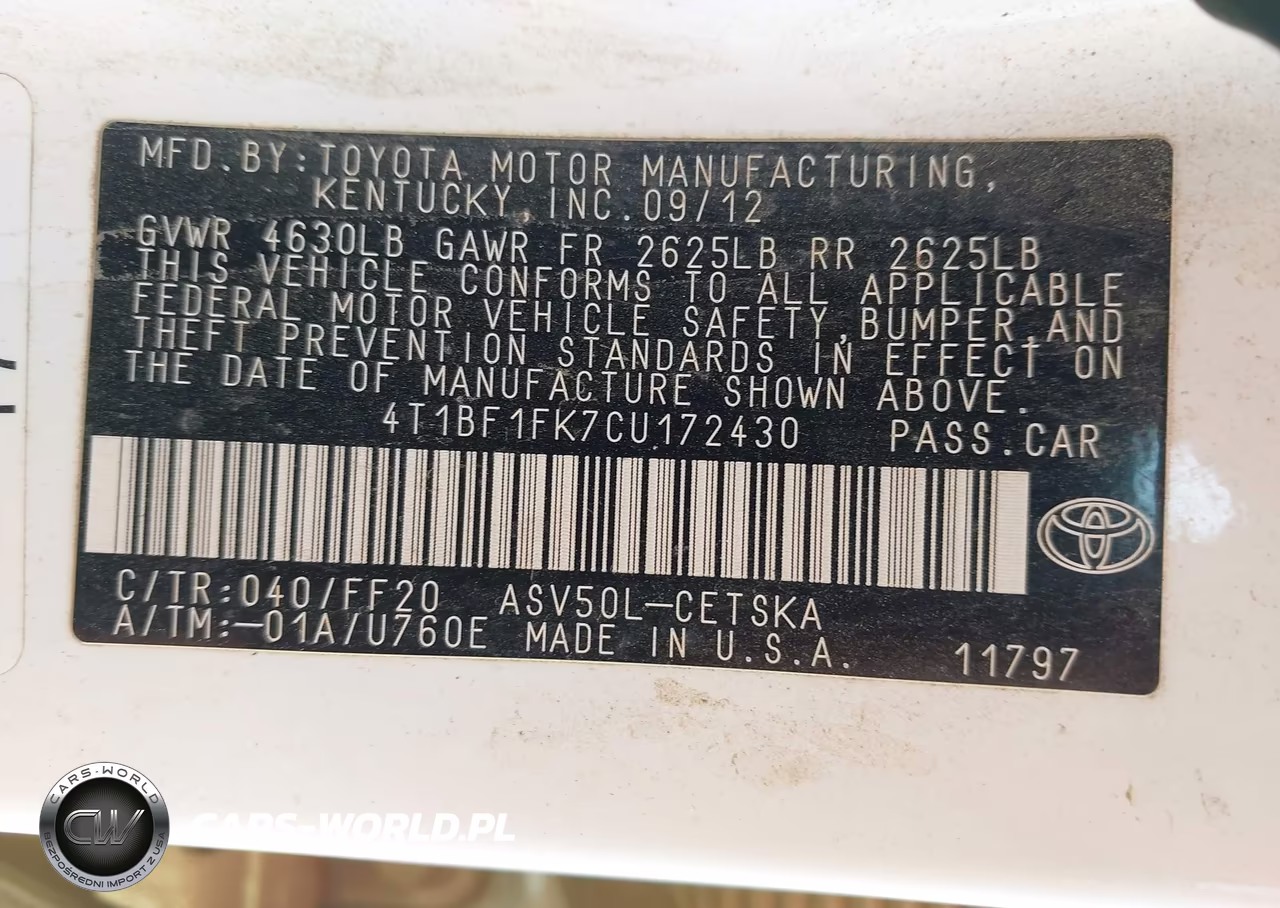 2012 Toyota Camry Se VIN:4T1BF1FK7CU172430 - 9