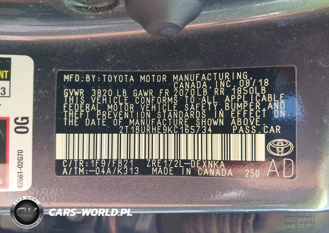 2019 Toyota Corolla Le VIN:2T1BURHE9KC165734 - 9