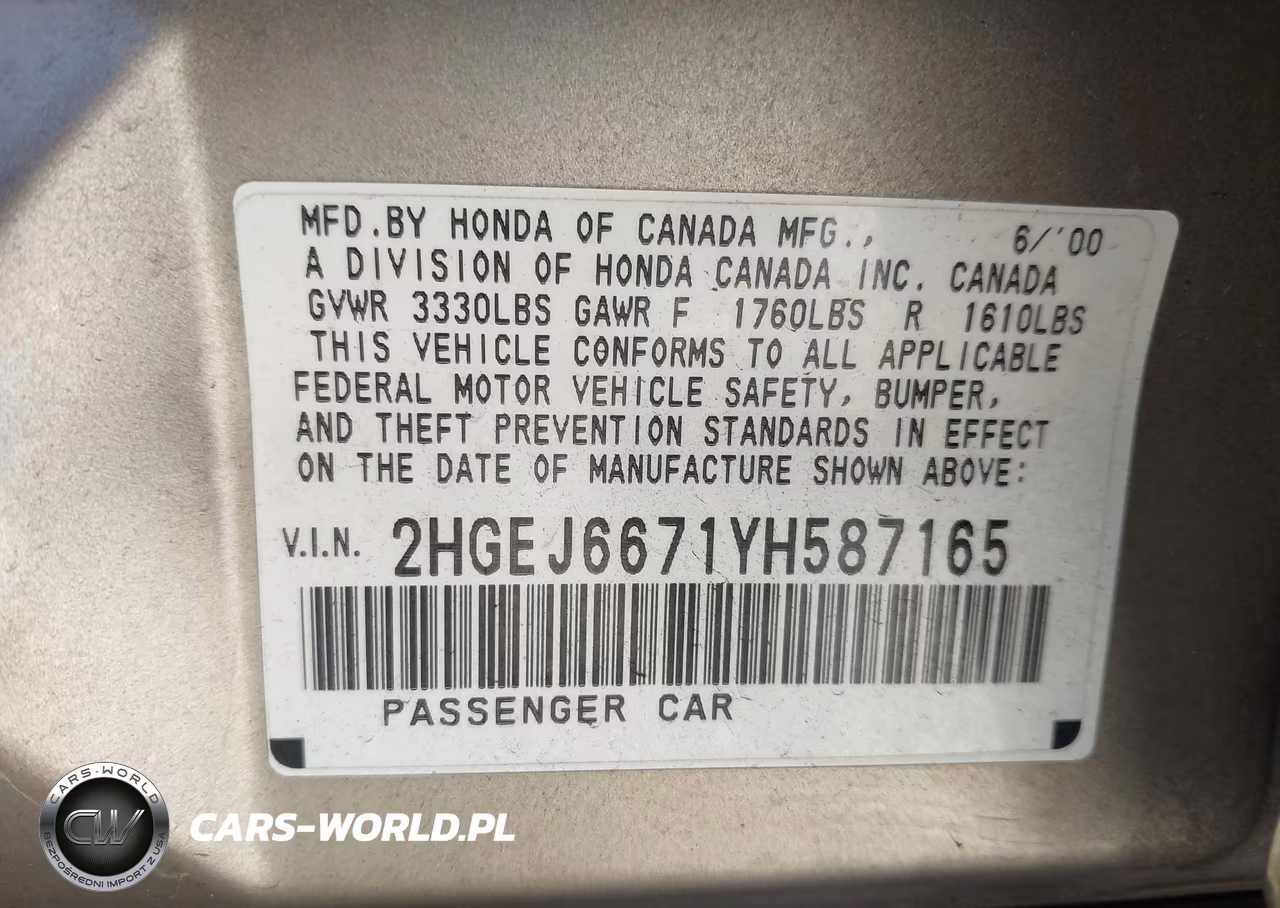 2000 Honda Civic Lx VIN:2HGEJ6671YH587165 - 9