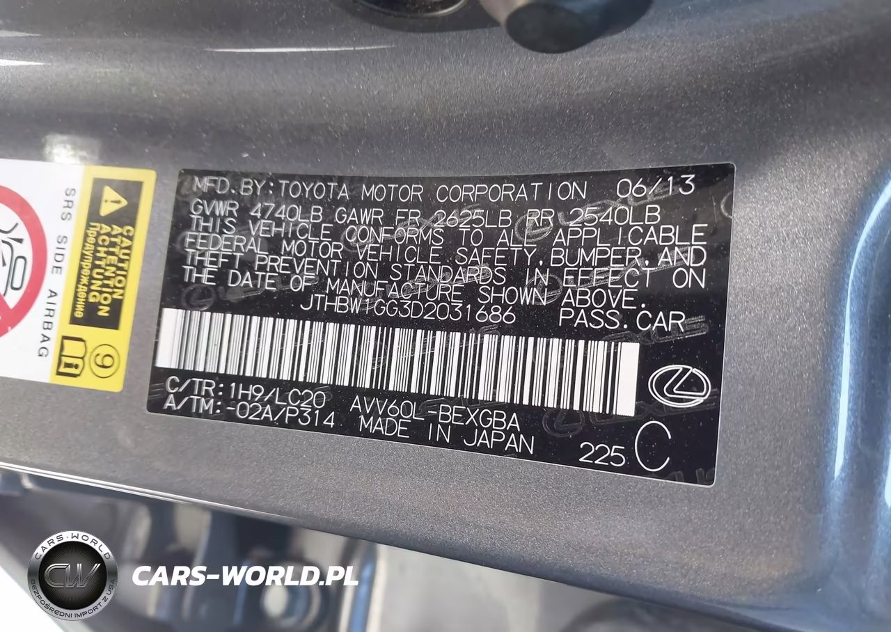 2013 Lexus Es 300H VIN:JTHBW1GG3D2031686 - 9