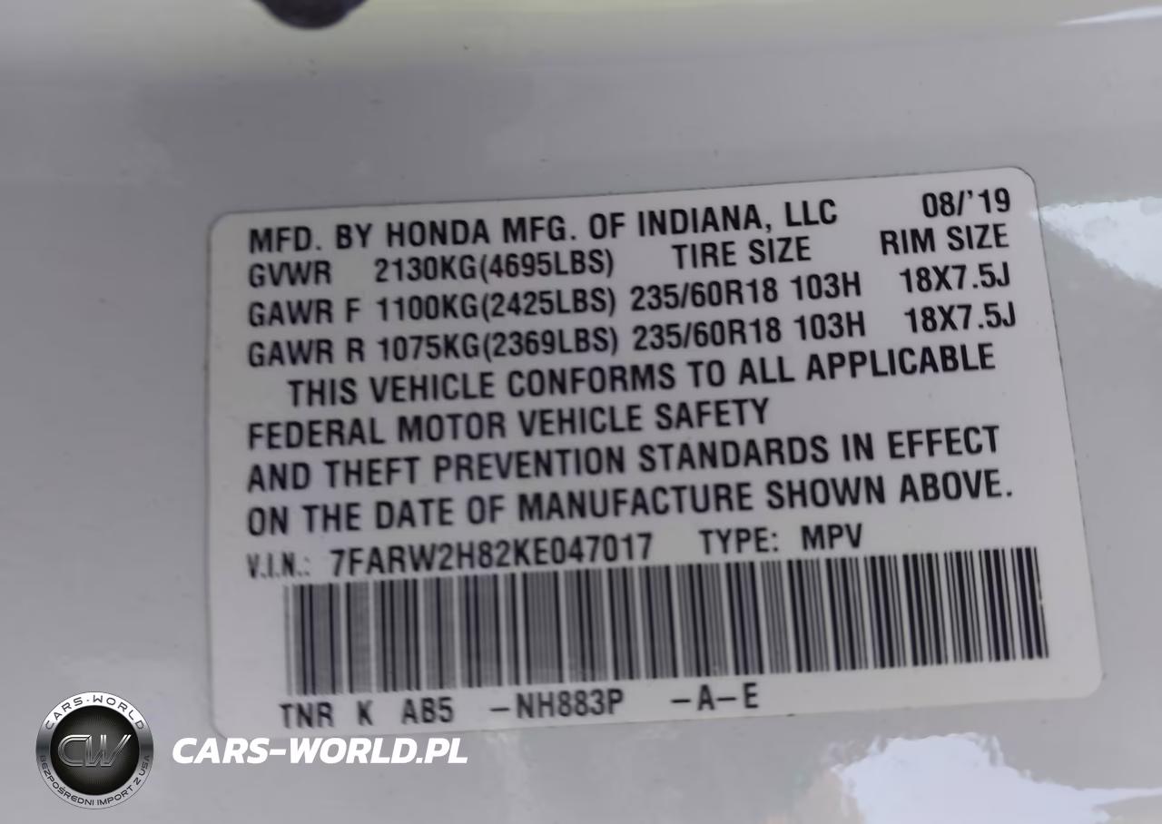 2019 Honda Cr-V Ex-L VIN:7FARW2H82KE047017 - 9
