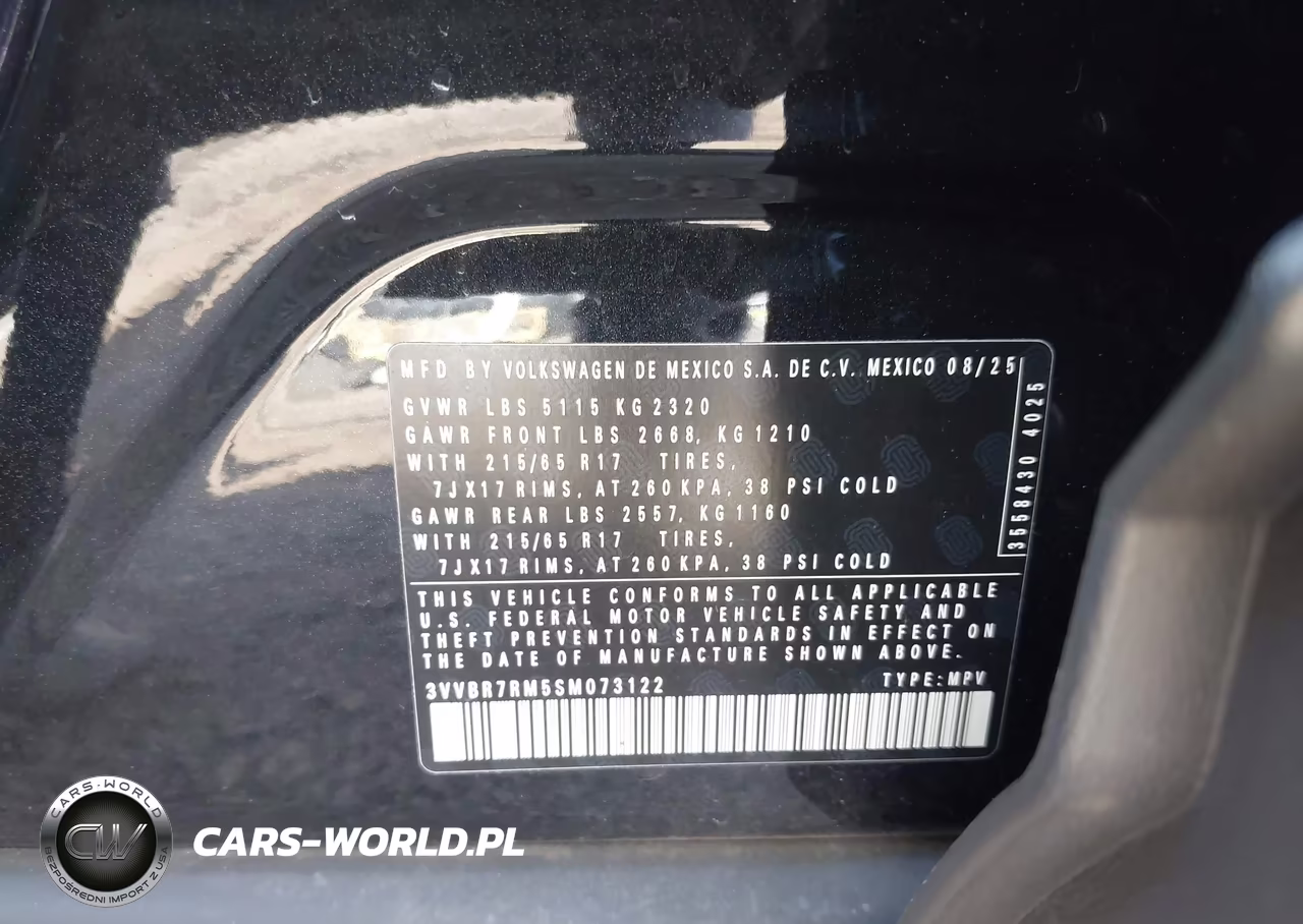 2025 Volkswagen Tiguan 2.0T S VIN:3VVBR7RM5SM073122 - 9
