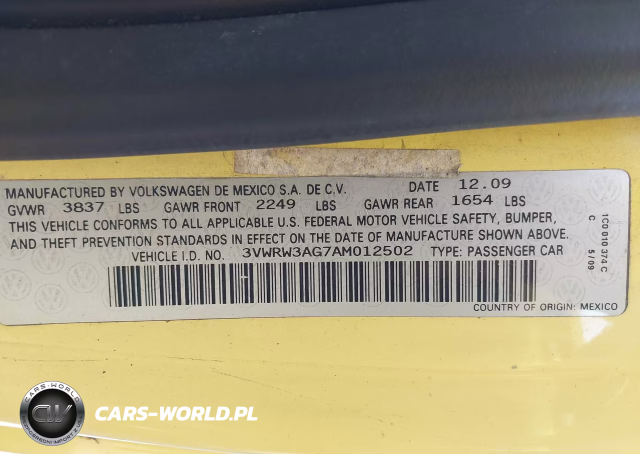 2010 Volkswagen New Beetle 2.5L VIN:3VWRW3AG7AM012502 - 9