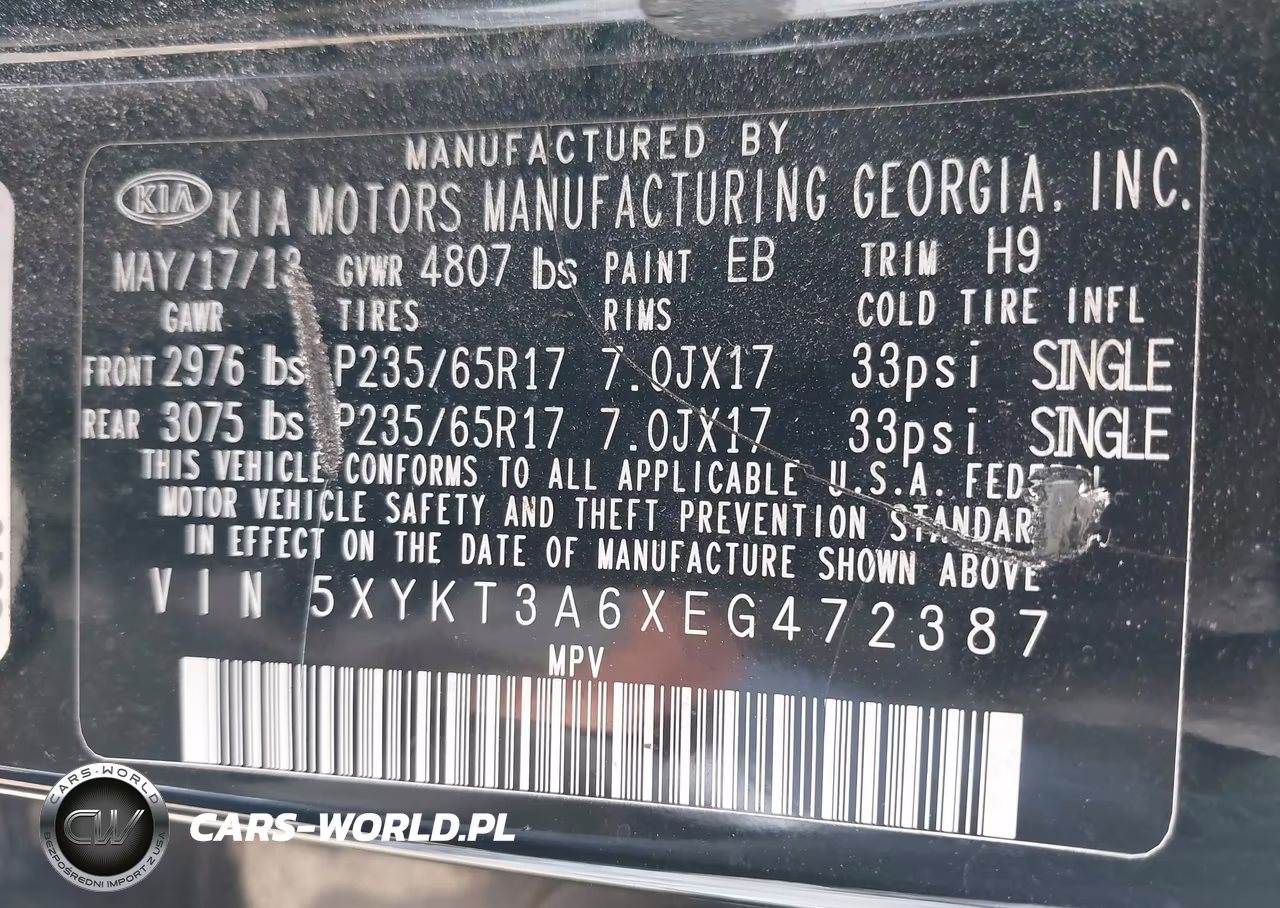 2014 Kia Sorento Lx VIN:5XYKT3A6XEG472387 - 9