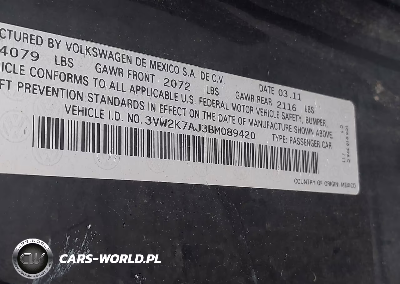 2011 Volkswagen Jetta 2.0L S VIN:3VW2K7AJ3BM089420 - 9