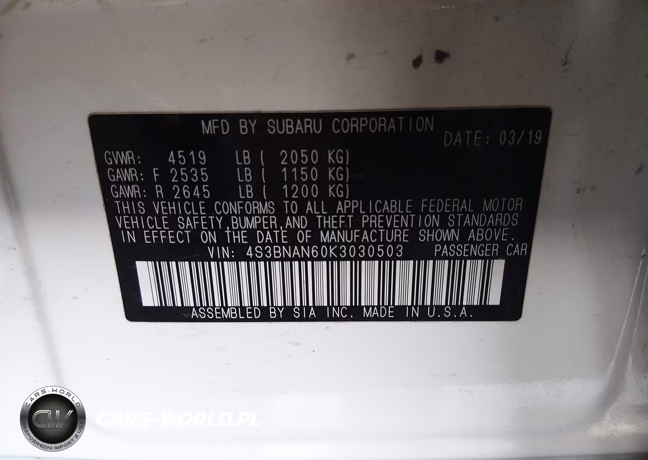 2019 Subaru Legacy 2.5I Limited VIN:4S3BNAN60K3030503 - 9