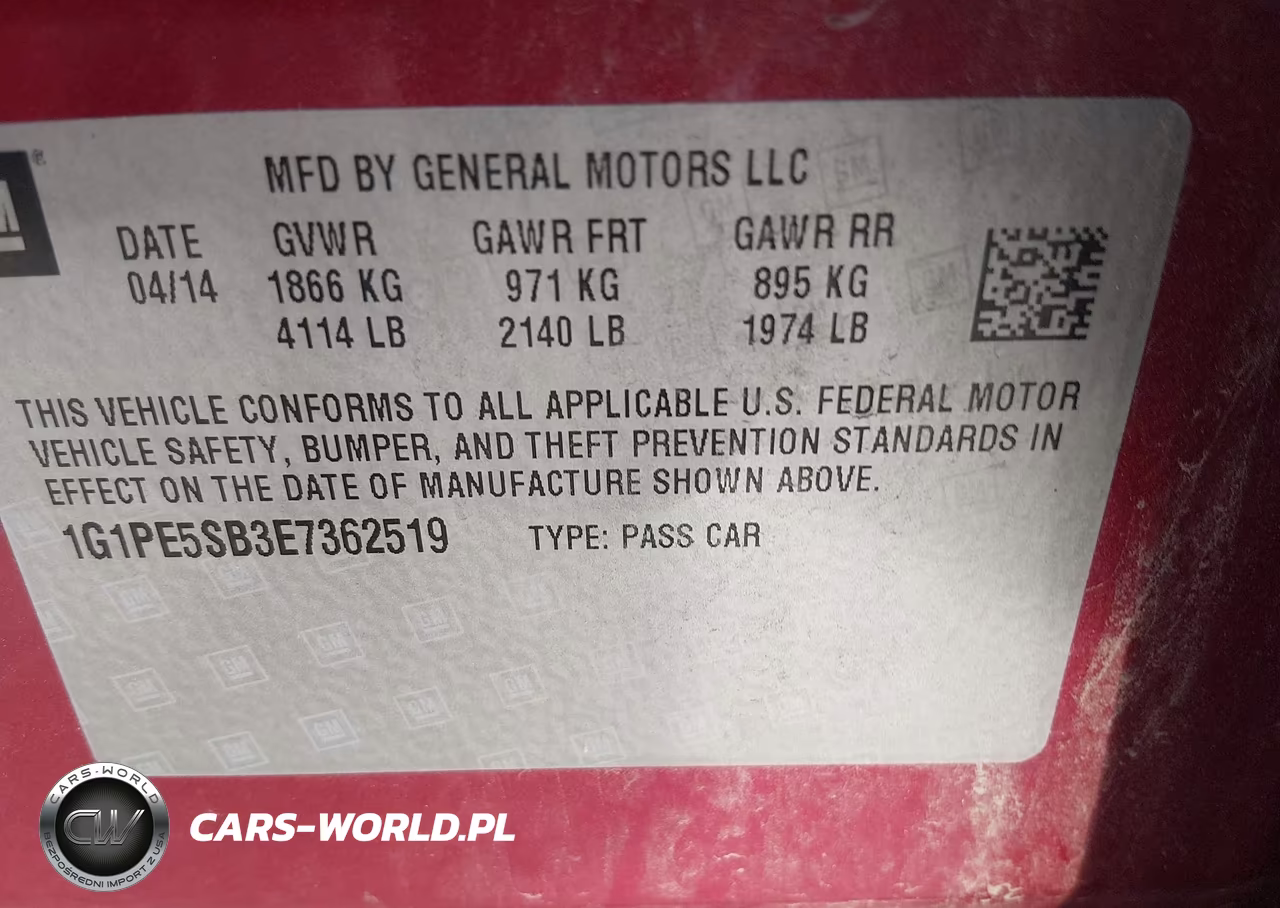 2014 Chevrolet Cruze 2Lt Auto VIN:1G1PE5SB3E7362519 - 9