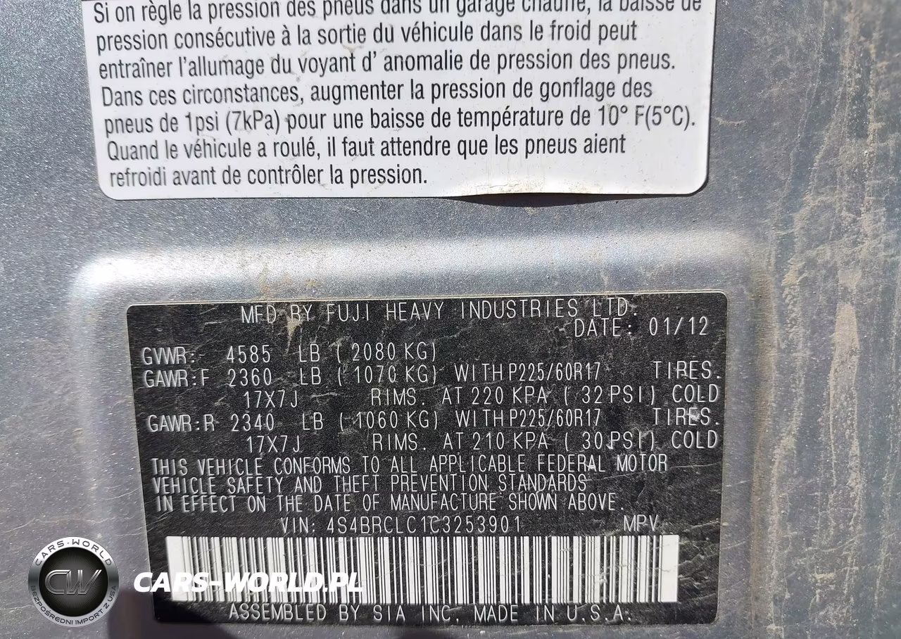 2012 Subaru Outback 2.5I Limited VIN:4S4BRCLC1C3253901 - 9