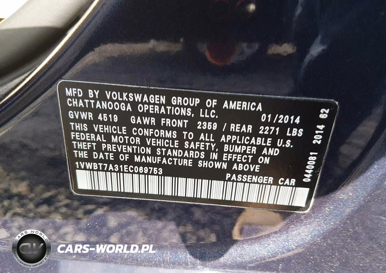 2014 Volkswagen Passat 1.8T Se VIN:1VWBT7A31EC069753 - 9