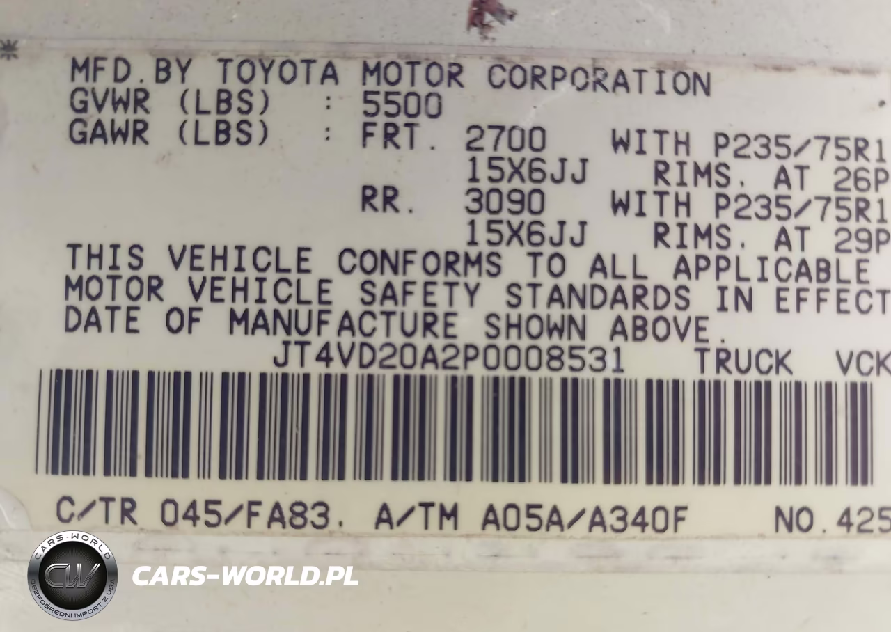 1993 Toyota T100 VIN:JT4VD20A2P0008531 - 9
