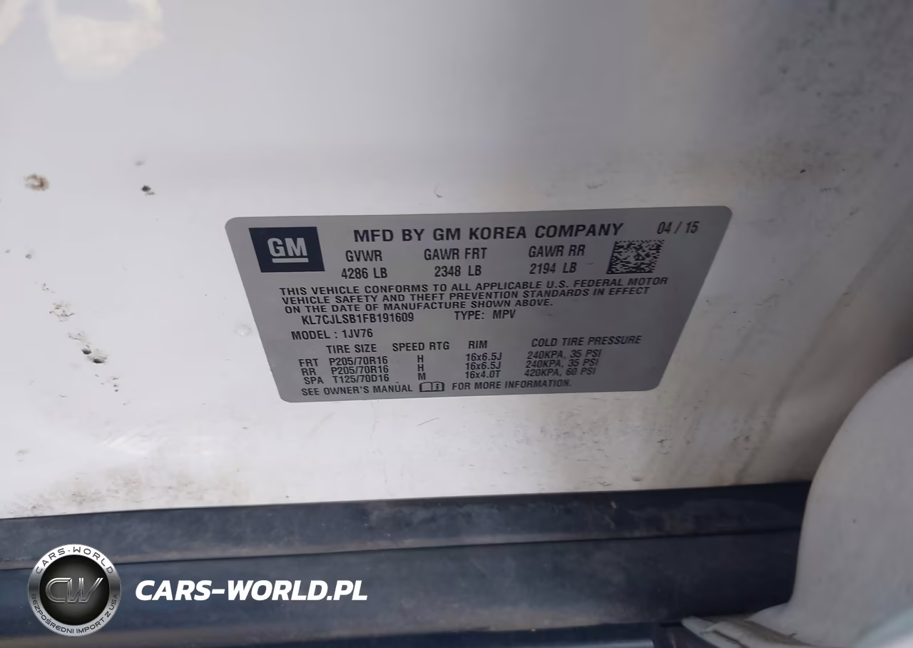 2015 Chevrolet Trax Lt VIN:KL7CJLSB1FB191609 - 9