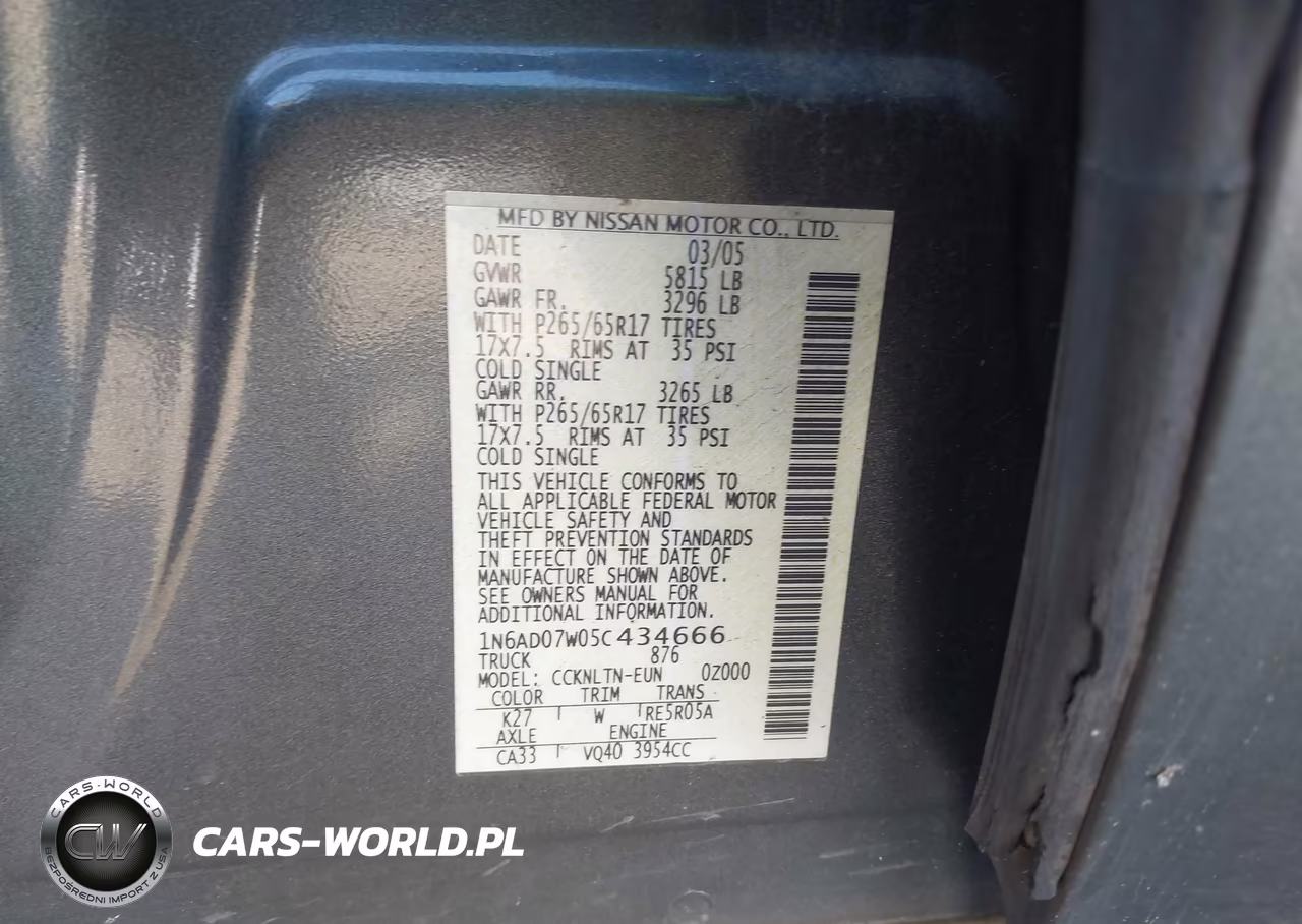 2005 Nissan Frontier Le VIN:1N6AD07W05C434666 - 9
