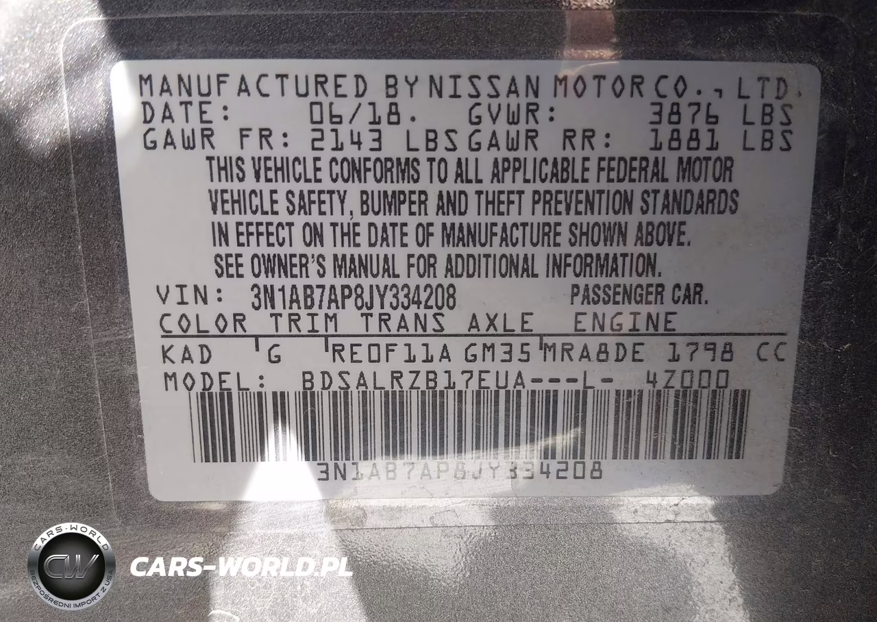 2018 Nissan Sentra Sr VIN:3N1AB7AP8JY334208 - 9